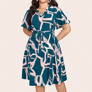 V-Neck Flared Sleeve Tie Waist Plus Size Dress Country Concert Outfit Graduation Outfit Summer Outfi