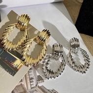 Exaggerated Hollow Earrings Trendy Retro Metal Geometric Twist Unique Earrings Exaggerated Earrings 
