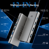 Minthouz USB C Dock Triple 4K Monitor 12 In 1 Multiport Hub with 8K DP1/DP2 4K HDMI 100W PD In USB3.
