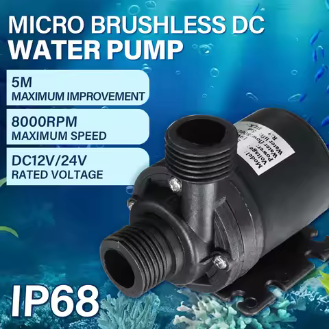 Water Pump 12v High Pressure Ultra Quiet Solar DC 24V Lift 5M 800L/H Brushless Motor Submersible Wat