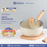 Simplus 18/20cm Yukihira Sauce Pot Non Stick Coating Gas Stove Induction Compatible 410 Stainless St