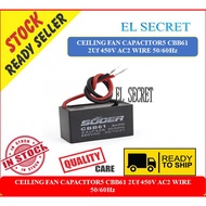 CEILING FAN CAPACITOR5 CBB61 2Uf 450V AC2 WIRE 50/60Hz