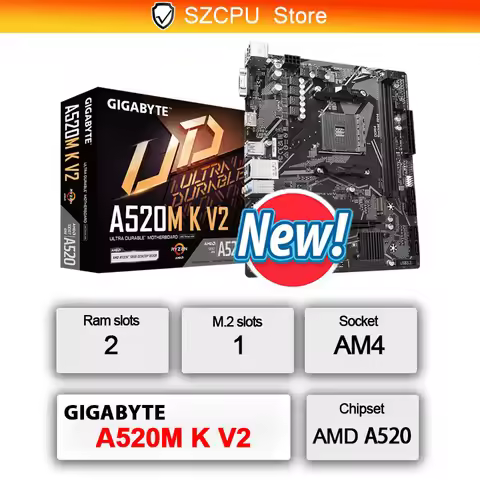 GIGABYTE A520M K V2 Micro ATX AMD A520 DDR4 5500/5600/5600GT CPU Socket AM4 New Motherboard