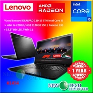 #1454 *Used Lenovo Ideapad 110 15 Intel Core i5-7200U 4GB 120GB SSD Radeon 530 3D Graphic W11 Laptop