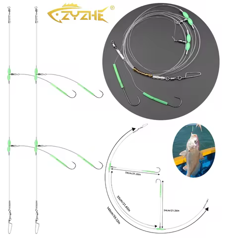 ZYZ Fishing String Hook 2-Aberdeen Hooks Tie off the String Hooks with Luminous Tube High Speed Swiv