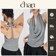 Sexy open halter neck top with slim fit M66