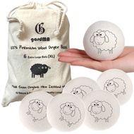 Wool Dryer Balls Organic Premium | 6 Balls XL, Ethically & Humanely Made, Natural Fabric Softener, L