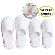 Smartconn Slippers - 12 Pairs of Cotton Velvet Closed Toe Slippers with – Thick, Soft, Non-Slip, Disposable Slippers - Fits Most Men and Women - Perfect for Home, Hotel, or Commercial Use