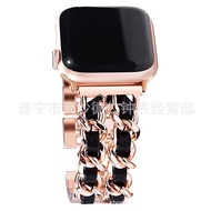 เหมาะสำหรับ Apple Watch8สายนาฬิกา Apple Xiaoxiangfeng สร้อยข้อมือผู้หญิงโช๊คเกอร์ยีนส์โลหะสายโซ่