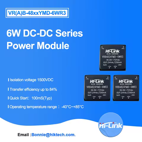 Hi-Link Low Cost 6W 36~72Vdc VRA4812YMD-6WR3 VRB4805YMD-6WR3 VRB4812YMD-6WR3 DC-DC Power Supply Modu