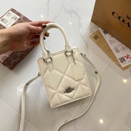 Coa Mini Tote Bag Rhombic Retro Print Sling Shoulder Bag Korean Crossbody Bag Square Phone Handbag