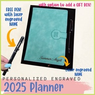 ∆ 2025 Dated Planner - Pink Planner - Blue Planner - Personalized Pen and Planner