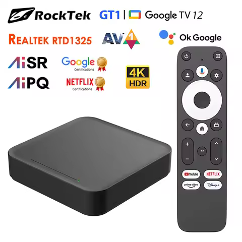 RockTek GT1 UHD TV Box Google Certified 2GB 32GB Realtek1325 A55 Edge AI Support Dolby Atmos 2T2R Wi