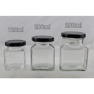 [Sq Jar ] 120ml / 200ml /280ml Square glass jar/ botol kaca/bekas kaca/balang sambal/food container.