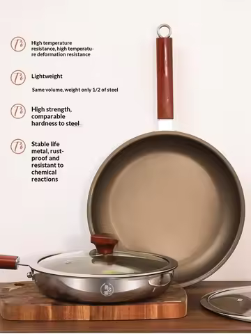 28cm 30cm Titanium Pan Non-stick Frying Pan Household Wok Steak Frying Pan Induction Cooker Gas Stov