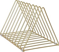Martha Stewart Ryder Gold Mesh Metal 9 Slot Triangle Magazine File Holder, Desktop Organizer Sorter