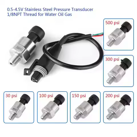 DC 5V 1/8NPT Pressure Transducer Transmitte Sensor Thread Sender Sensor for Oil Water Stainless Stee