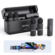 BOYA BY-V4U Wireless Lavalier Microphone for iPhone Android Phone PC TikTok YouTube Video Recordin