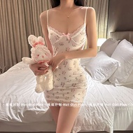 baju tidur seksi untuk suami Dengan bantal dada, baju tidur suspender bunga seksi musim panas, renda