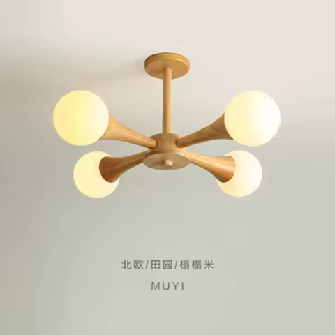 Art Fashion Chandelier With Wood Glass Modern Vintage Led Pendant Lights Ceiling Bedroom Headboard L
