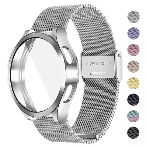 Protector Case+Band For Samsung Galaxy Watch 4 5 6 44mm 40mm Strap Steel Mesh Milanese Loop For Sams