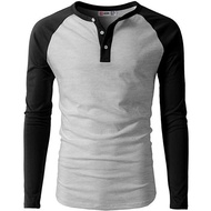 Adult Boys reglan T-Shirt/Long Sleeve reglan T-Shirt/Men's Front Button T-Shirt/Men's Long Sleeve Bu