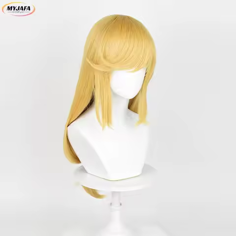 w;2,c\4.g;Applejack Cosplay High Quality Long Golden Yellow Scalp Wig Heat Resistant Synthetic Hair 