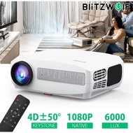BlitzWolf BW-VP6 Full HD 1080P 6000 Lumens LCD Projector with Remote Control 4D±50° Keystone 3D Home