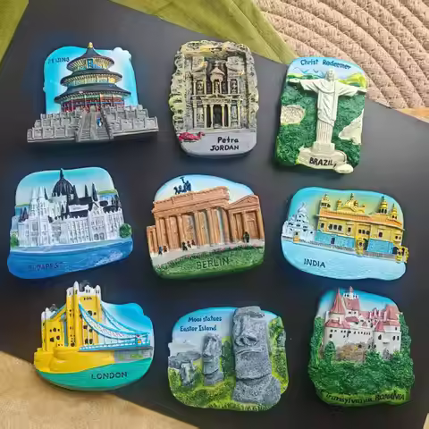 Fridge Magnet Souvenirs Jordan India Chile London Brazil Budapest Beijing Romania Travel Memory Coll