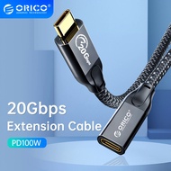 ORICO 20Gbps USB C Extension Cable Fast Charge Type C Extender สายไฟ100W HD 4K  60Hz ถักชายหญิงสำหรับ  Xiaomi