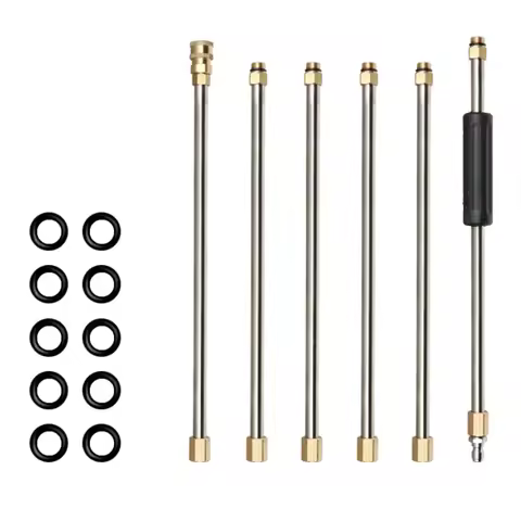 6pcs High Pressure Car Wash Water Gun Extension Wand O-Ring Extension Wand Set 1/4 Inch Quick Connec