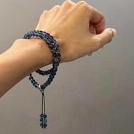 {Blue Moonlight} Aquamarine Beaded Bracelet Aquamarine Aquamarine Double Circle Bracelet Gift for Gi