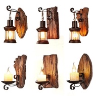 Loft Industrial Restaurant Wall Lamp Wood Vintage Light Bedside Bedroom Cafe Aisle Corridor Glass Wa