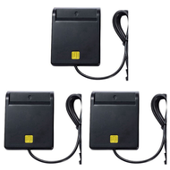 (RTQH) 3X USB Smart Card Reader Atm Bank Tax Declaration Ic Card ID Card Smart Card Reader(Black)