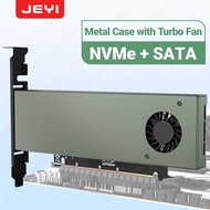 JEYI อะแดปเตอร์4.0 PCIE แบบคู่ M.2 SK9สำหรับ NVMe/อลูมิเนียมพร้อมพัดลมเทอร์โบ NVME (คีย์ M) และ SATA