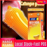 JM Dotted Condom 10PCS Cat Tongue OLO Thin Hyaluronic Acid Kondom Berduri Men(Not Durex) OLO猫舌颗粒10片装