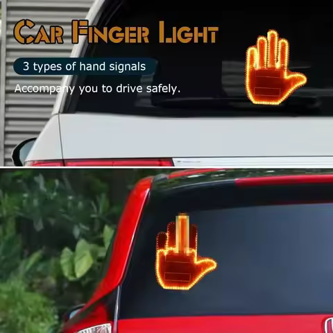 Interesting Car Middle Finger Gesture Light LED Gesture Sign Light with Remote Control Warning Light