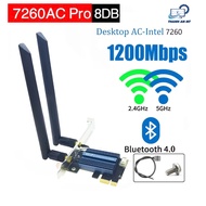 Pcie AC 7260 Pro 5-Game Wifi Card with steel heatsink running 5Ghz Bluetooth new for Laptop PC,SFF