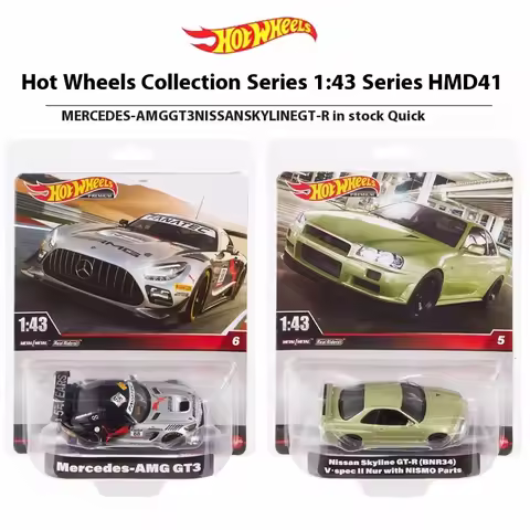 Hot Wheels 1:43 No. 3-21 Car Mercedes Amg Gt3 Nissan Gt-R (R34) Alloy Car Model Small High Quality S