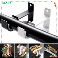 TEALY 1Pcs Curtain Rod Bracket, Aluminum Alloy Furniture Hardware Hanger Hook, Durable Crossbar Fixing Clip Single Double Hang Rod Support Clamp