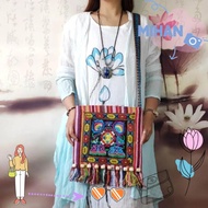 MIHAN Women Shoulder Bag, Fashion Tassels Message Bag, Embroidery Tapestry Vintage Hmong Tribal Ethn