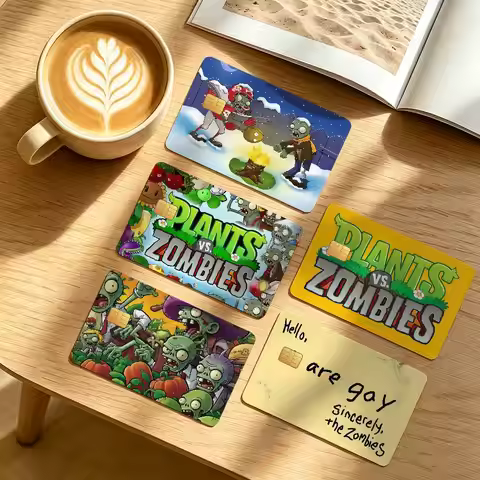 P-Plants vs Z-Zombies Game Funny Credit Card Public Transportation Cards Protective Sticker Waterpro