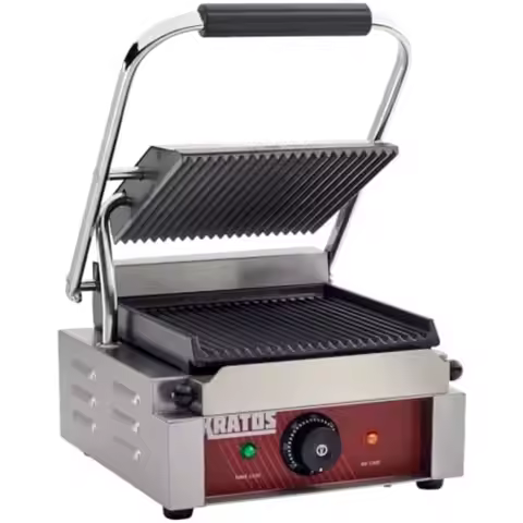 Commercial Electric Panini Sandwich Grill with Grooved Plates 9 x 9 Cooking Surface Designed for Hig