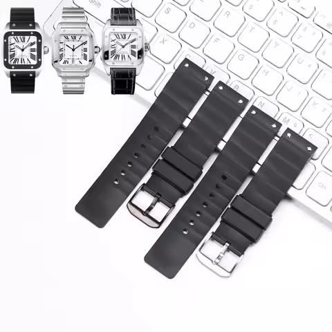 Watch Band For Cartier Santos 100 Men Women High Quality Rubber Straps Watchband 23mm Bracelet
