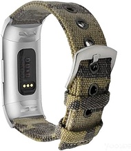 YOOSIDE Band for Fitbit Charge 3/Charge 4, Woven Canvas Camouflage Band Strap with Metal Stainless Steel Clasp Wristband for Fitbit Charge 4/Charge 3