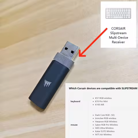 USB dongle Receiver for Corsair HS80 Wireless、VIRTUOSO XT Ironclaw Harpoon、K70 PRO MINI、K100 - suppo