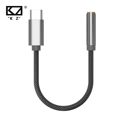 KZ AM01 Type-C to 3.5mm Audio Adapter 32bit/384kHz Hi-Fi DAC + IC Amplifier Dual Chip Earphones Audi