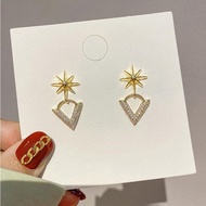 GL S925 silver New fashion exquisite octagonal GOLD Star geometry zircon Earrings ES6221