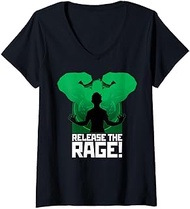 Womens Marvel Avengers The Hulk Release The Rage Silhouette V-Neck T-Shirt