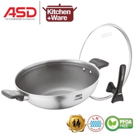 ASD Hybrid 7-PLY 36CM IH Hex-Wok with Self-Standing Cover | Induction Compatible Stainless Steel Wok